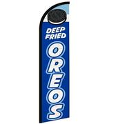 4 Less Co - Bandiera con piume di Swooper senza vento, con scritta "Deep Fried Oreos", 7 x 30 cm di altezza, striscione per fiere, carnevale, cibo (solo bandiera) bf