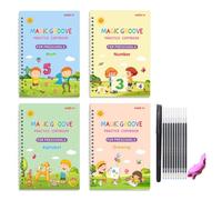 4 libri esercitazione per la scrittura, set lettere, numeri, artistico, quaderno esercizi matematici per quaderno scrittura per bambini in età prescolare