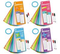 4 Libri Schede di Matematica,con 8 Penne Cancellabili,Schede Matematiche per Imparare L'addizione Sottrazione Moltiplicazione e Divisione,carte educative a doppia faccia ideali per la la scu