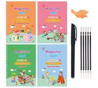 4 Libri/Set Magic Copybook Riutilizzabile Inglese Pratica Spagnolo Scrittura Penna Groove Alfabeto Wordpad Tedesco Parola Calligrafia Modello Design Per Bambini Età 3-8 4 Libri Tedesco Set Taglia Un