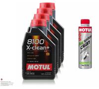 4 Litri MOTUL 8100 X-Clean+ 5W-30 Olio Motore 300ml Fuel System Clean