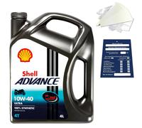 4 Litro Originale Shell Advance 4T Ultra 10W40 Olio Motore Moto Api Sn Jaso MA2
