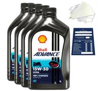 1 Litro Originale Shell Advance 4T Ultra 15W50 Olio Motore Moto 600041556
