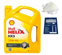 4 Litro Originale Shell Helix HX5 15W40 Olio Motore 550039863 Acea A3/B3 Set