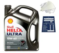 4 Litro Originale Shell Helix Ultra Racing 10W60 Olio Acea A3 B3 B4 VW Set