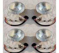4 LUCAS 5.75" 5 3/4 SET FARI CLASSICI HALOGEN H4 CONVERSIONE
