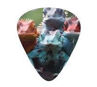 4 lucertole colorate Plettri per chitarra eleganti e durevoli, tre tipi di plettri sottili, medi e pesanti (12 pezzi), adatti per chitarra, basso, chitarra elettrica, ukulele,