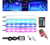 4 luci LED per interni auto, 2 x 1,7 m + 2 luci LED da 1,2 m con controllo APP e telecomando, modalità musica, illuminazione interna USB, accessori interni auto, 5 V