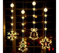 4 luci natalizie per finestre, luci a LED da appendere alla finestra, decorazioni natalizie con ventose, luci natalizie per interni ed esterni, luci per finestre di Natale a batteria