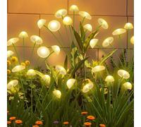 4 luci solari da giardino a 32 LED, a forma di fungo, impermeabili, IP65, decorazione esterna per patio, sentiero, ondeggiare dal vento, per decorazioni da giardino fatate, funghi, bianco caldo