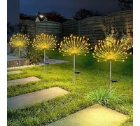 4 luci solari per fuochi d'artificio, luci decorative da giardino a energia solare, 120 LED, alimentate con 40 fili di rame, fai da te, per vialetti, sentieri, cortili, decorazioni natalizie e feste