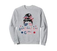 4 luglio all American Girls Messy Bun Women Flag USA Felpa