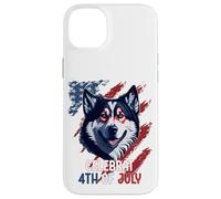 4 luglio Bandiera degli Stati Uniti Alaskan Malamute Dog Design Custodia per iPhone 14 Plus