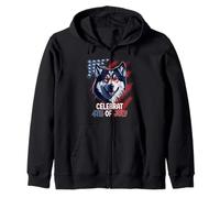 4 luglio Bandiera degli Stati Uniti Alaskan Malamute Dog Design Felpa con Cappuccio