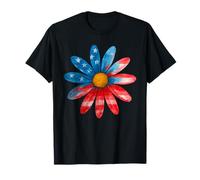 4 luglio floreale bandiera americana margherita donne ragazze patriottica Maglietta