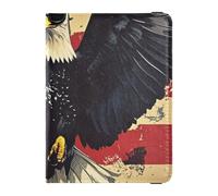 4 luglio Giorno dell'Indipendenza Black Bird Leather Passaporto e Vaccino Card Holder Combo per viaggio Documenti di Viaggio Organizer Protector Viaggio Passaporto Portafoglio per le donne Ultra