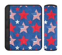 4 luglio Giorno dell'Indipendenza Red and Blue Stars 2 pz seggiolino auto Strap Pads, protegge il collo e le spalle, cuscino cintura di sicurezza per Van Van La maggior parte delle auto 25,4 x 19,6 cm