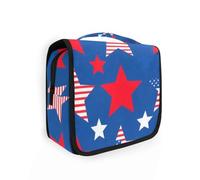 4 luglio Giorno dell'Indipendenza Red e Blue Stars Borsa da viaggio con gancio per appendere Grande borsa da toilette per le donne accessori da viaggio