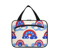 4 luglio Giorno dell'indipendenza rosso e blu arcobaleno borse appese per le donne impermeabili con gancio, designer impermeabile make up borse per le donne must haves bagno estuche de maquillaje para
