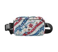 4 ° luglio Giorno dell'Indipendenza Stati Uniti Alla Moda Crossbody Bag Marsupio Pack per le Donne Uomini Mini Running Belt Bag, Stelle e strisce 4 luglio American Independence Day Materiale Quilling