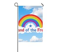 4 ° luglio Giorno dell'Indipendenza terra di arcobaleno libero primavera bandiere all'aperto banner per la decorazione del portico 12x18 pollici double sided