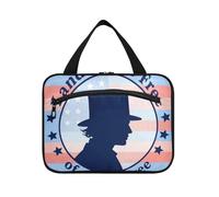 4 ° luglio Giorno dell'indipendenza Terra di Free Blue Silhouette appeso borse da viaggio cosmetiche per le donne con gancio, designer essenziali kit da barba borsa per gli uomini per gli elementi