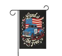 4 luglio Giorno dell'Indipendenza Terra di Free Blue Truck bandiera da giardino set banner stagionale per la decorazione del patio 12x18 double sided