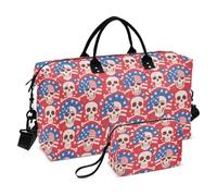 4 luglio Giorno dell'indipendenza teschio bianco decorativo Carry On Borsa da palestra sportiva borsa da palestra con borsa da toilette per yoga impermeabile bolso para viajar
