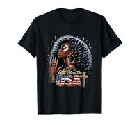 4 luglio God Bless The USA Black Girl Bandiera Melanina Afro Maglietta