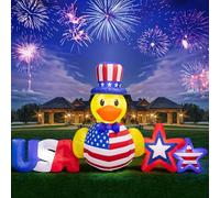 4 luglio Gonfiabili Decorazioni per esterni 8.8FT Duck USA Patriottico Blow Up Yard Decorazioni con luci a LED per Memorial Independence Day 4 luglio Festa Prato Giardino Decorazione esterna