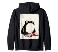 4 luglio Grumpy Frog Divertente Kawaii Giapponese Felpa con Cappuccio