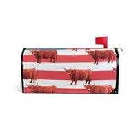 4 luglio Independence Day Red Scottish Highland Cattle Cassetta postale decorativa copre magnetico per primavera unico patrick mailbox copre dimensioni standard copertura para buzon