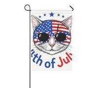 4 luglio Independence Day White Cat grandi bandiere all'aperto felice anno nuovo banner per la decorazione esterna 30,5 x 45,7 cm double face