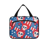 4 luglio Independence Day White Skull borse da appendere per viaggiare con gancio, designer borsa da barba essenziale per gli uomini per accessori da viaggio per le donne crociere estuche para brochas