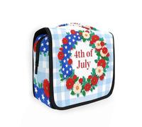 4 luglio Indipendenza Dayred e Blue Garland Toiletry Bag con gancio appeso elegante borsa cosmetica da viaggio per le donne accessori da viaggio