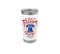 4 luglio Let Freedom Ring Preppy Striped Bicchiere termico in acciaio inox doppia parete