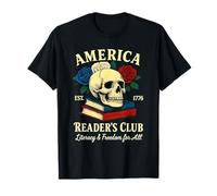 4 luglio libro, patriottico bookish, cranio libro usa est 1776 Maglietta