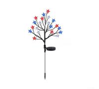4 luglio patriottico per luci solari, 4 in 1, paletti a stella rossa, bianca, blu, impermeabile, 8 modalità per vialetto da giardino esterno