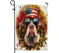 4 luglio Pitbull Front Yard Backyard Giardino Bandiere Verticali da Giardino 12x18 Double Face per Esterno, Giorno dell'Indipendenza Cane Casa Stampa Bandiera, Fiore Pet Fun Home Outdoor Pattern Flag