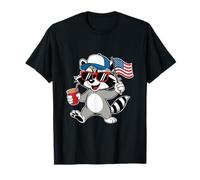 4 luglio procione patriottico con bandiera USA Maglietta