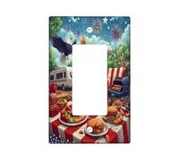 4 luglio Scottish Terrier Dog Decorative Light Switch Cover Plate 1 Gang Single Rocker, 250 anni BBQ Piastra elettrica per stanza, American Anniversary Switchcover Switchplate