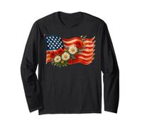 4 luglio Semiquincentenario Floreale Bandiera Americana Papavero Maglia a Manica