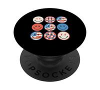 4 luglio Smile Faces Retro Groovy USA Flag American Kids PopSockets PopGrip Adesivo