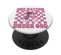 4 luglio USA Bandiera americana Patriottica Una Nazione sotto Dio PopSockets PopGrip Adesivo