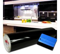 4 €/ M ² 10m Lucido Nero Pellicola per Mobili + Raschietto Adesiva Plotter 070
