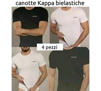 4 MAGLIE T-SHIRT UOMO KAPPA K1304 BIANCO NERO BLU COTONE BIELASTICO CANOTTA
