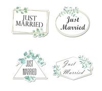 4 magneti per auto Just Married, 28 x 17 cm, decorazioni con scritta "Just Married", riutilizzabili, non adesivi, per auto nuziali, pannelli delle porte e frigoriferi