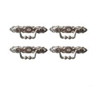 4 maniglie per mobili antiche con pieghevoli per anelli per cassetti decorativi, armadi e porte interne, in lega di zinco (argento)