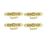 4 maniglie per mobili antiche con pieghevoli per anelli per cassetti decorativi, armadi e porte interne, in lega di zinco (oro)