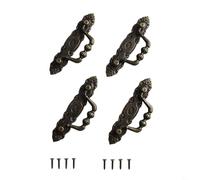 4 maniglie per mobili antiche con pieghevoli per anelli per cassetti decorativi, armadi e porte interne, in lega di zinco (bronzo)